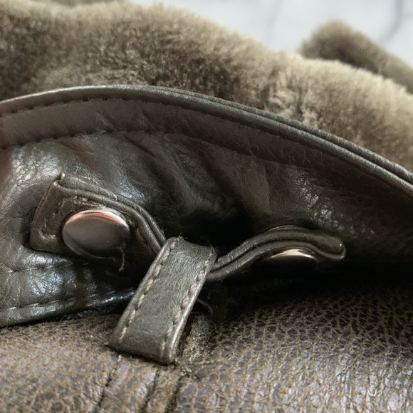 Forever 21 moss green faux suede|fur oversized aviator jacket size Small - Picture 7 of 13